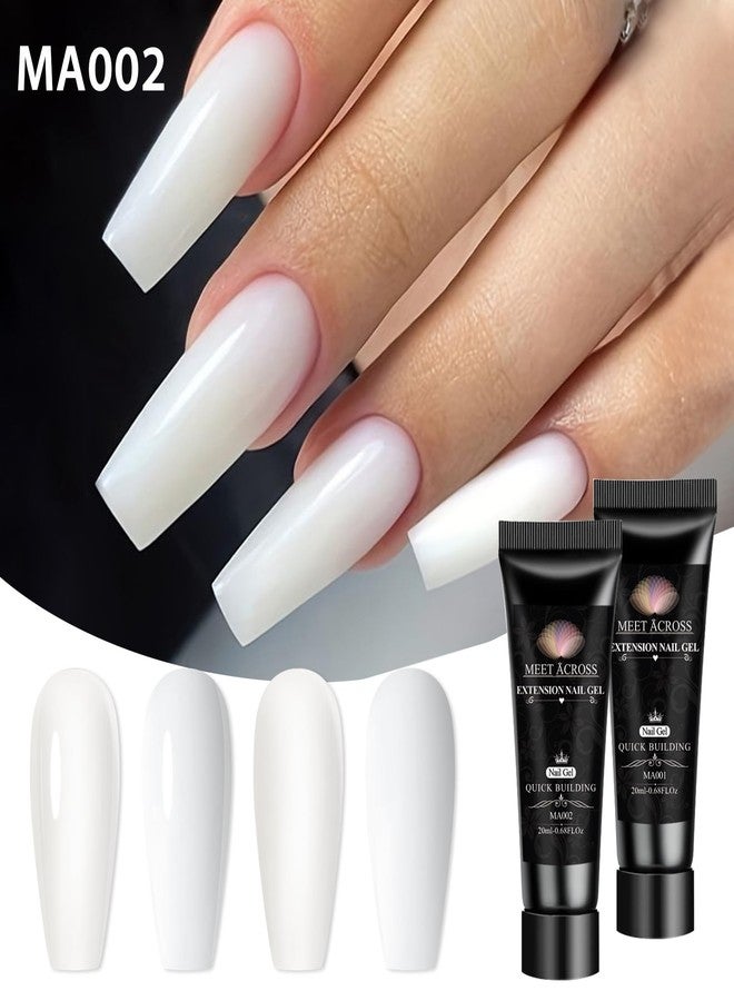 MEET ACROSS 12 Pcs Extension Gel Nail Kit ,Clear White With Slip Solution Dual Builder Nail Forms,Clips for Poly Gel,Starter Kit for Home Manicure Set Salon DIY at Home Gifts for Women - Image 5